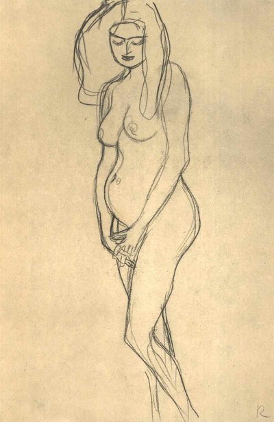 Nude of a Pregnant Woman Facing Left by Gustav Klimt